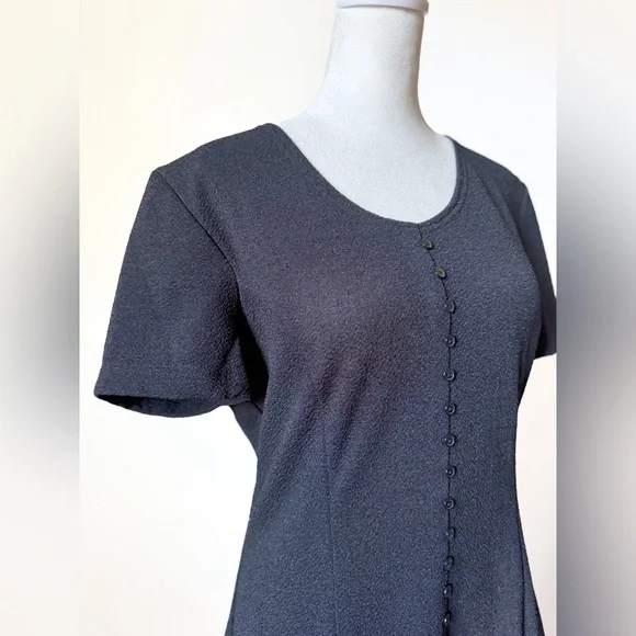 90s Vintage Black Midi Dress - Picture 3 of 6